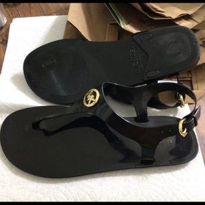 Michael Kors Logo Black Jelly T Strap Thong S.